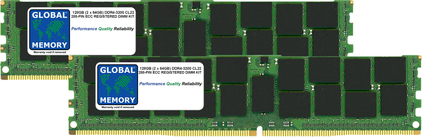 128GB (2 x 64GB) DDR4 3200MHz PC4-25600 288-PIN ECC REGISTERED DIMM (RDIMM) MEMORY RAM KIT FOR HEWLETT-PACKARD SERVERS/WORKSTATIONS (4 RANK KIT CHIPKILL)